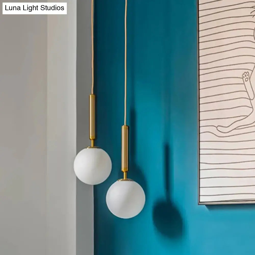 Mid-Century Hanging Glass Lamp With Globe Design - 1 Light Pendant For Bedroom