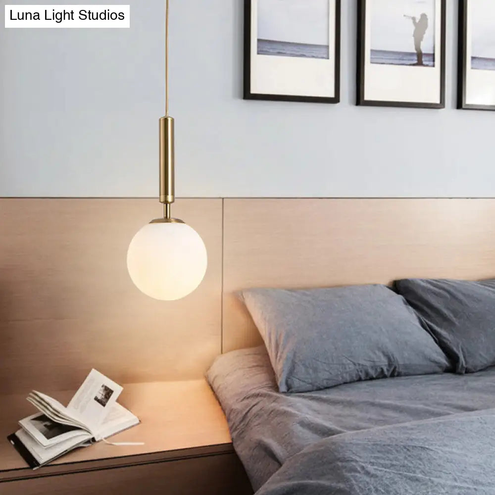 Mid-Century Modern White Glass Sphere Pendant Lighting - Ideal For Restaurants