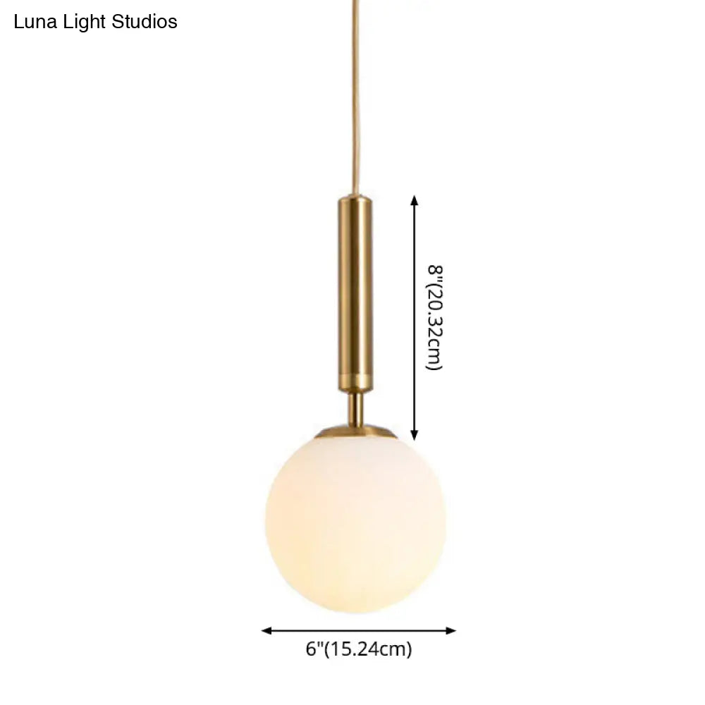 Mid-Century Modern White Glass Sphere Pendant Lighting - Ideal For Restaurants