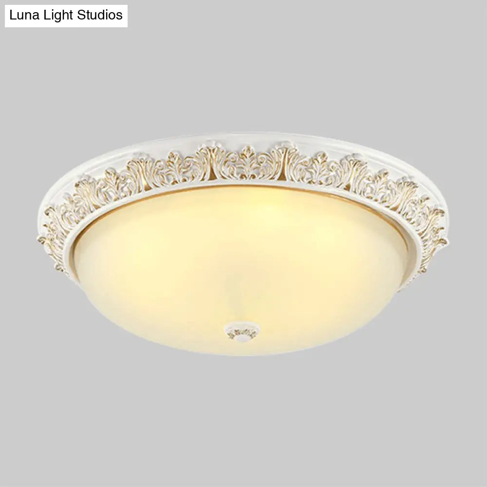 Milky Glass Ceiling Mount With White/Golden Bronze Flush Light And 2 - Bulbs For Countryside Homes