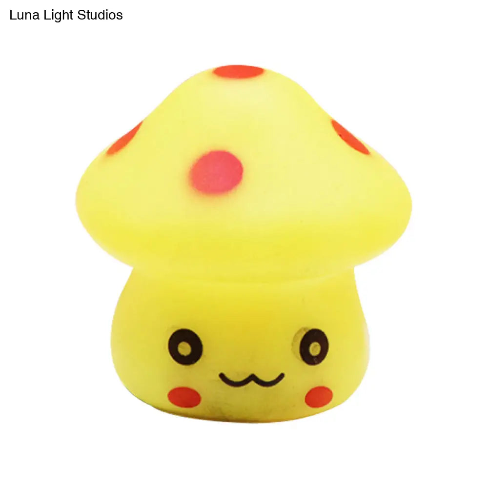 Mini Mushroom Led Nightlight - Cartoon Plastic Nursery Wall Lamp In 7 Color Light Options