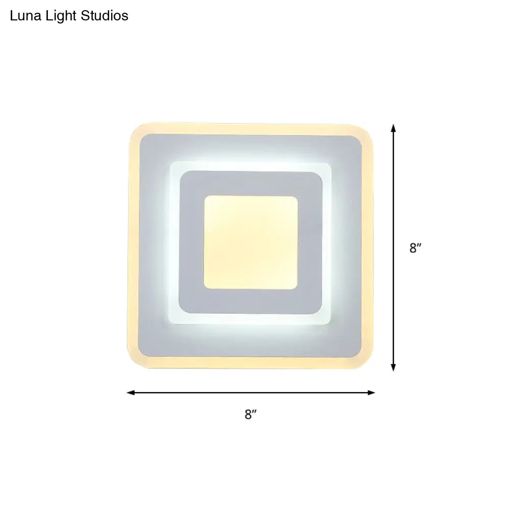 Minimal Acrylic Led Wall Sconce Light - Round/Square Energy-Saving White/Warm Lighting