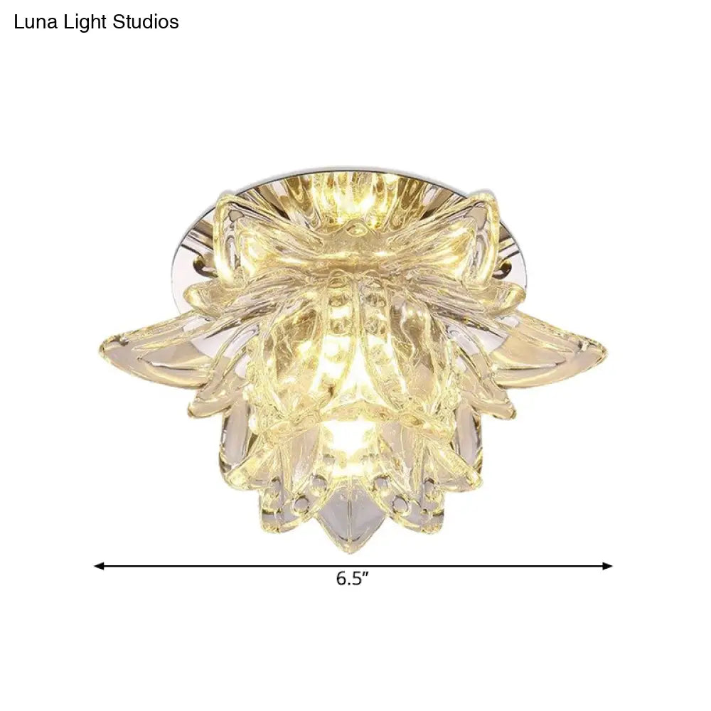 Minimal Flower Crystal Led Ceiling Mount Light In Warm/White
