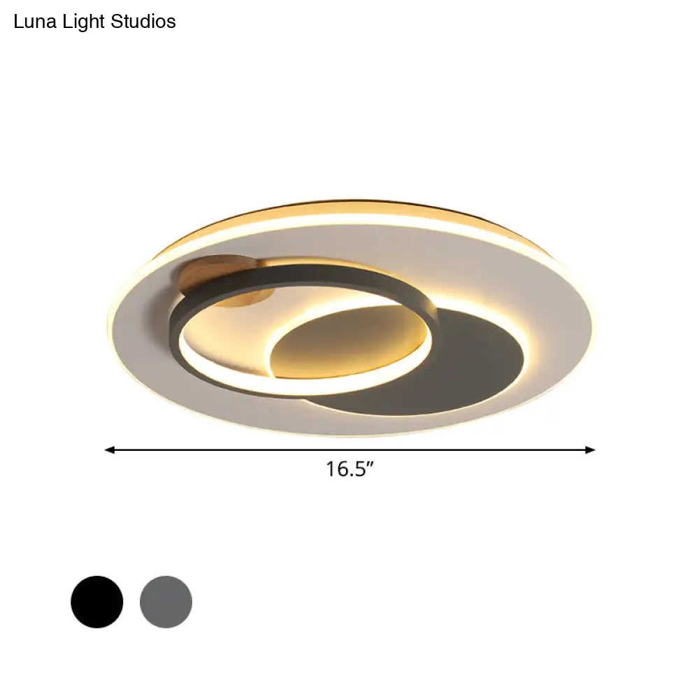 Minimal Intersected Circle Ceiling Light Iron Bedroom Led Flushmount Lighting (16.5’/20.5’) -