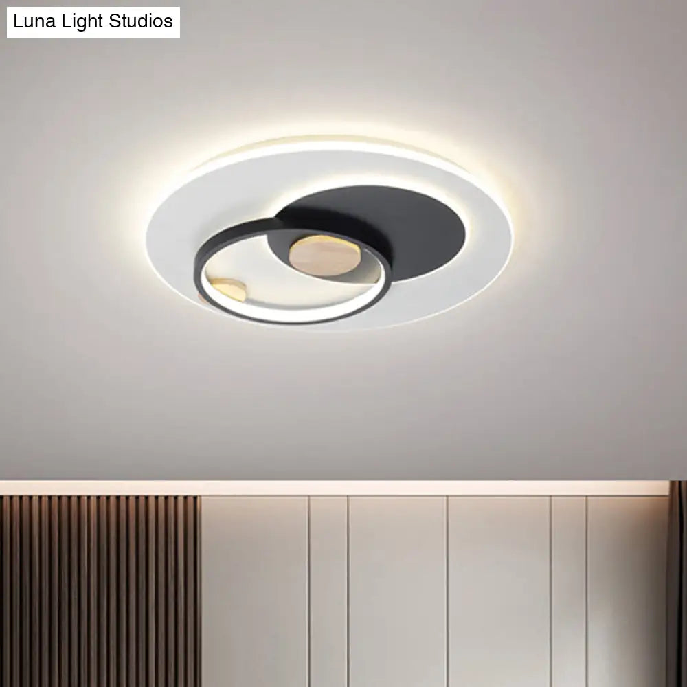 Minimal Intersected Circle Ceiling Light Iron Bedroom Led Flushmount Lighting (16.5’/20.5’) -