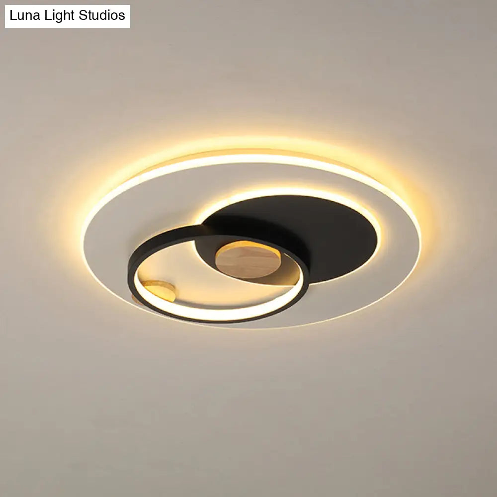 Minimal Intersected Circle Ceiling Light Iron Bedroom Led Flushmount Lighting (16.5’/20.5’) -