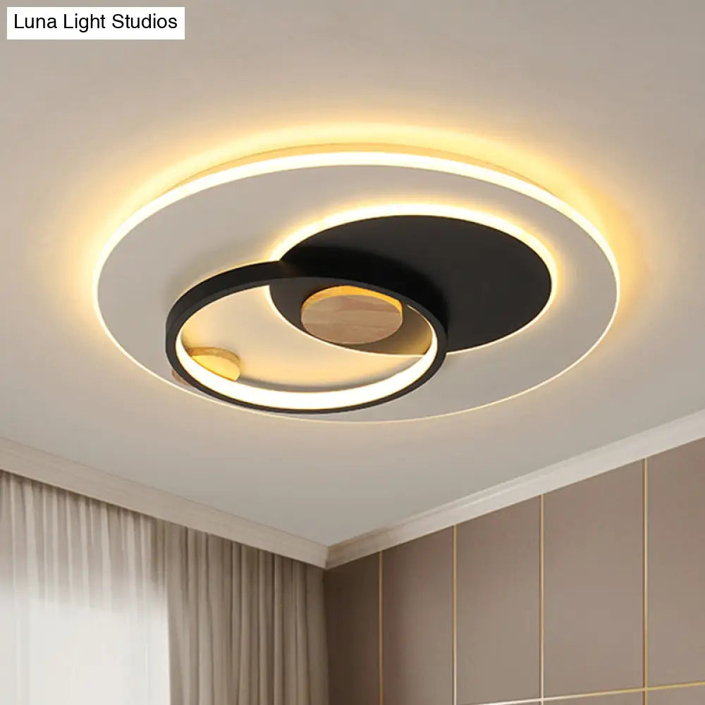 Minimal Intersected Circle Ceiling Light Iron Bedroom Led Flushmount Lighting (16.5’/20.5’) -