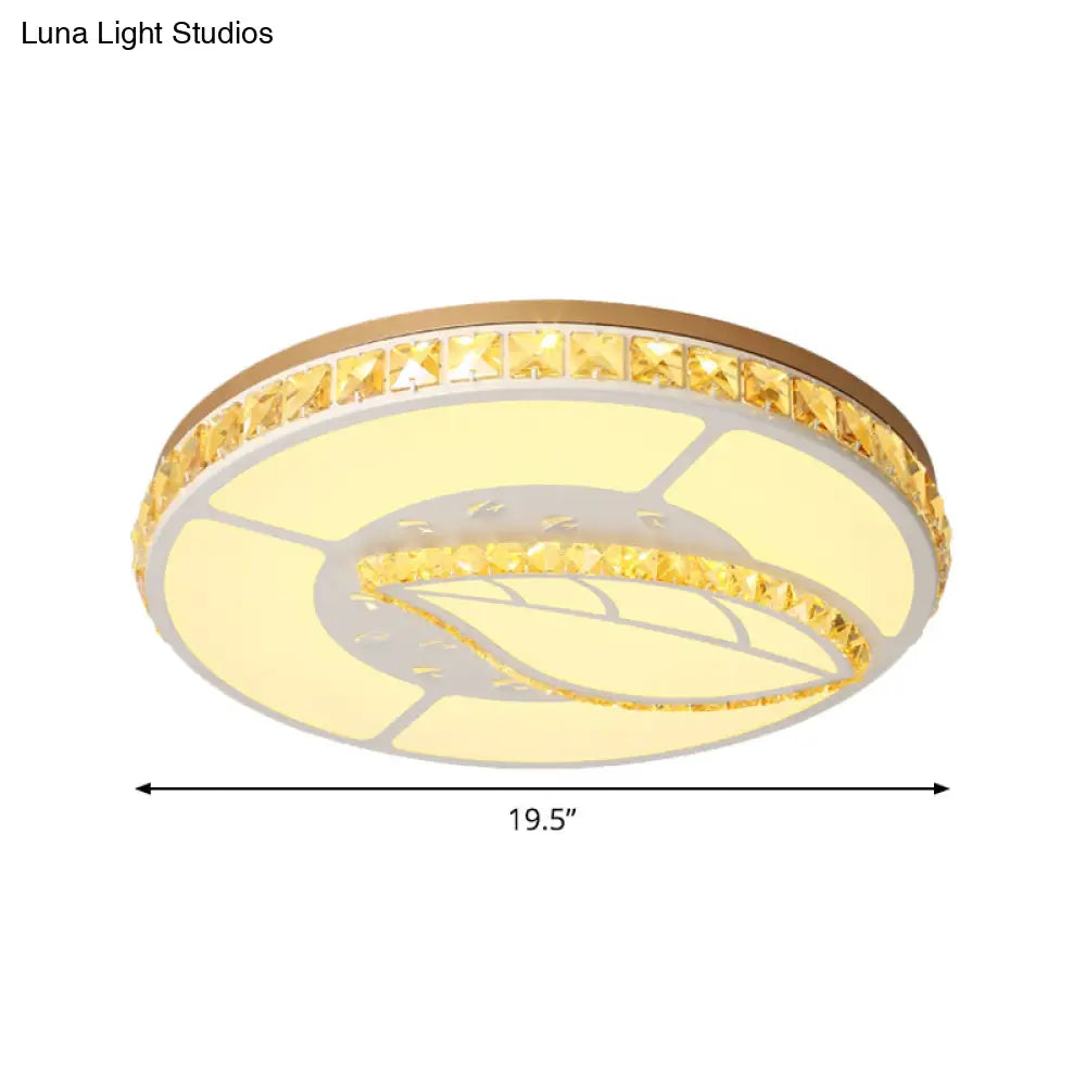 Minimal Moon Crystal Led Ceiling Light With White Leaf/Heart/Star Pattern