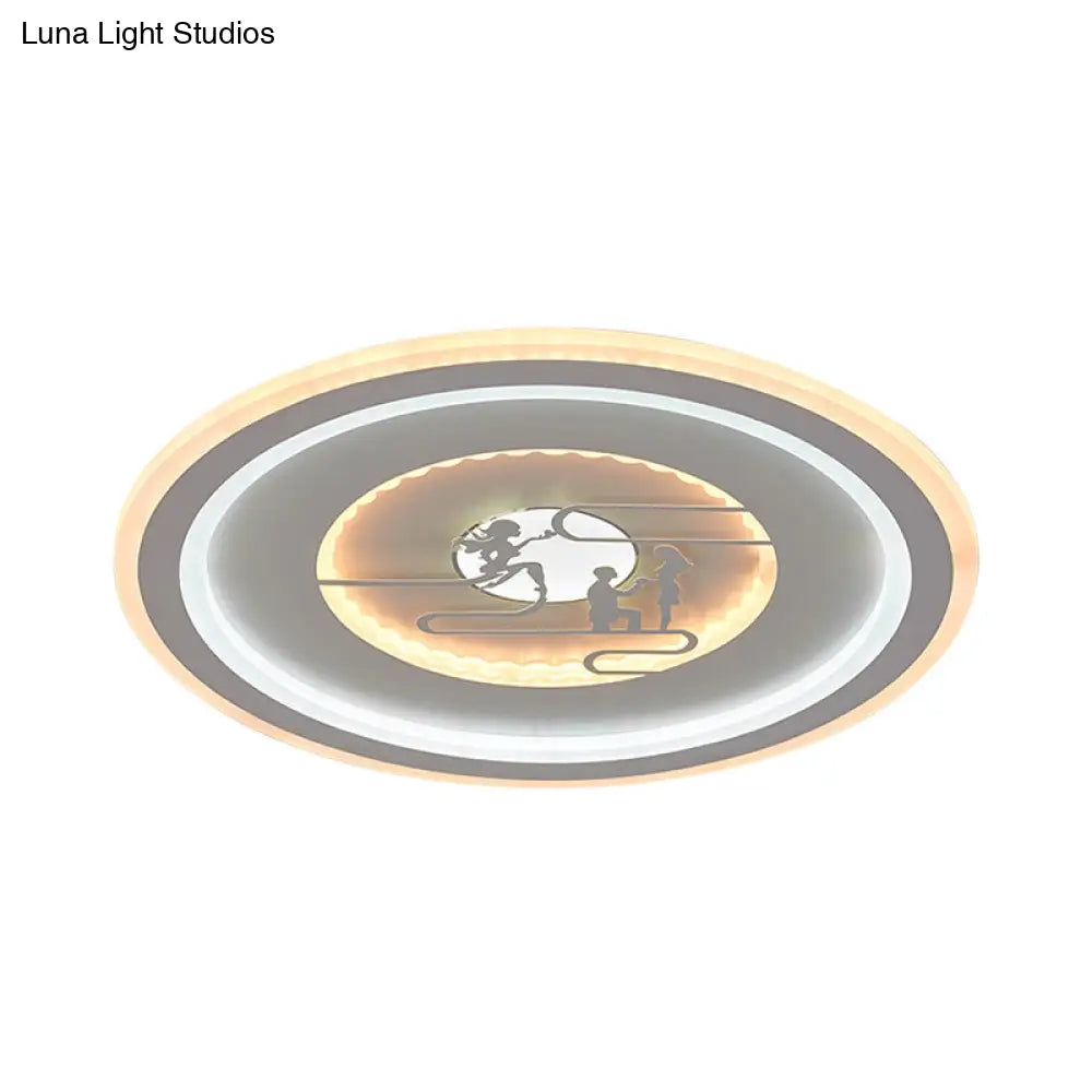 Minimalist Acrylic Led Flush Mount With Unique Lovers Pattern