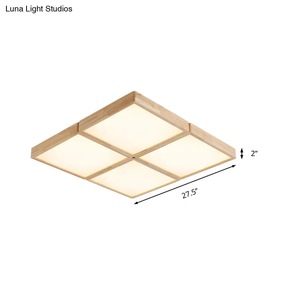 Minimalist Beige Geometric Flush Mount Ceiling Light With Acrylic Diffuser - 4/6 Lights