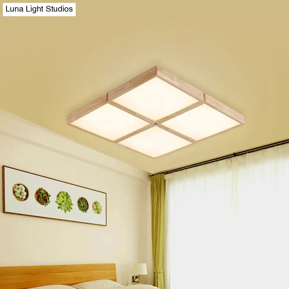 Minimalist Beige Geometric Flush Mount Ceiling Light With Acrylic Diffuser - 4/6 Lights