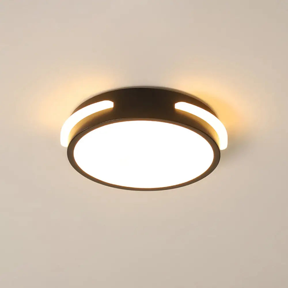 Minimalist Black Acrylic Led Flush Mount Ceiling Light For Corridors / Warm Round