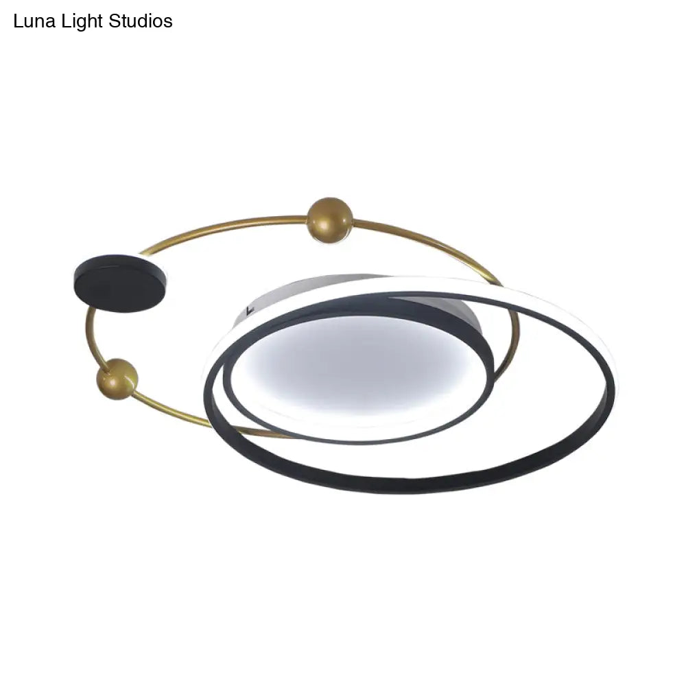Minimalist Black And Gold Led Ceiling Light In Warm/White - Circle Metallic Flushmount Fixture