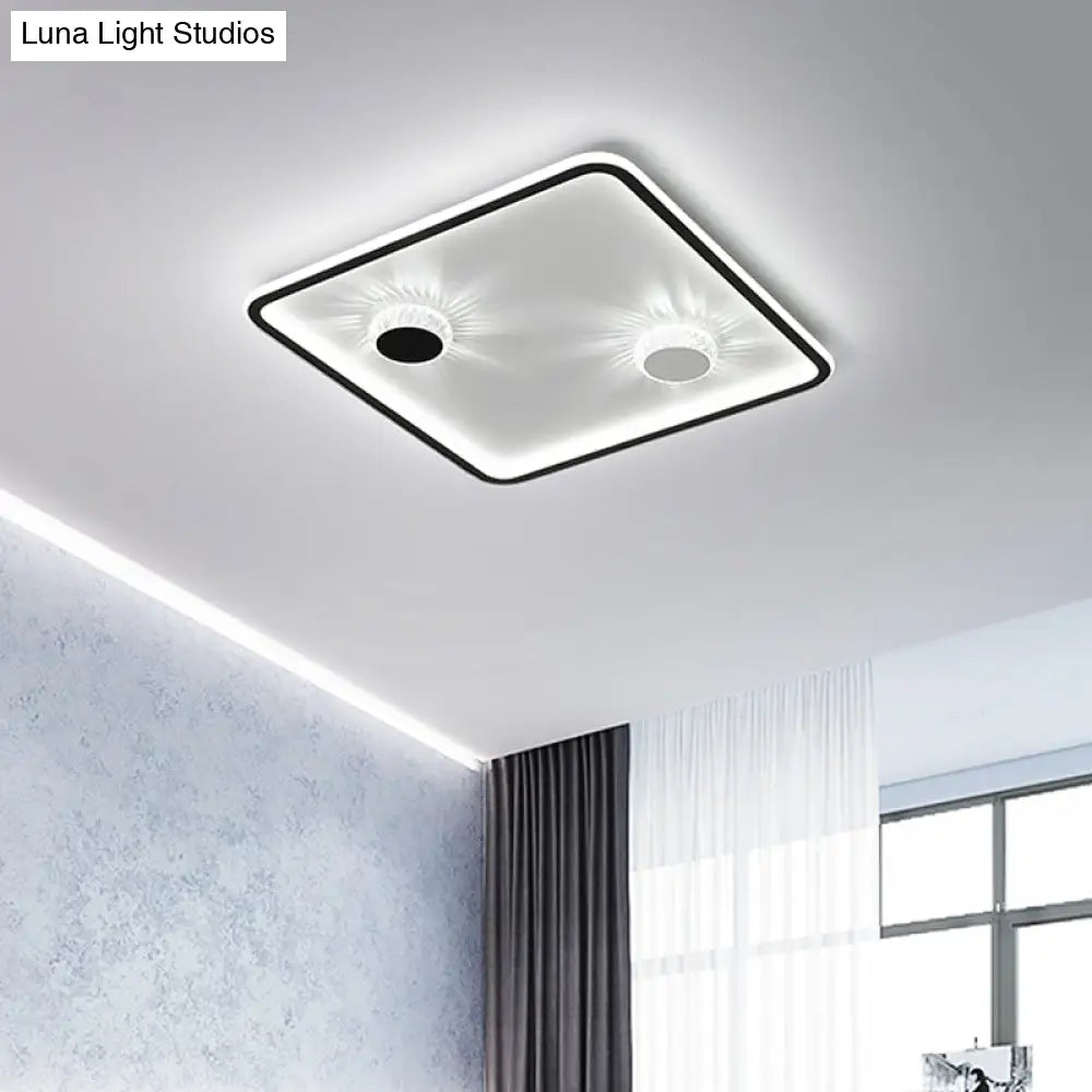 Minimalist Black Led Flush Mount Ceiling Lamp With Acrylic Round/Rectangle/Square Design In