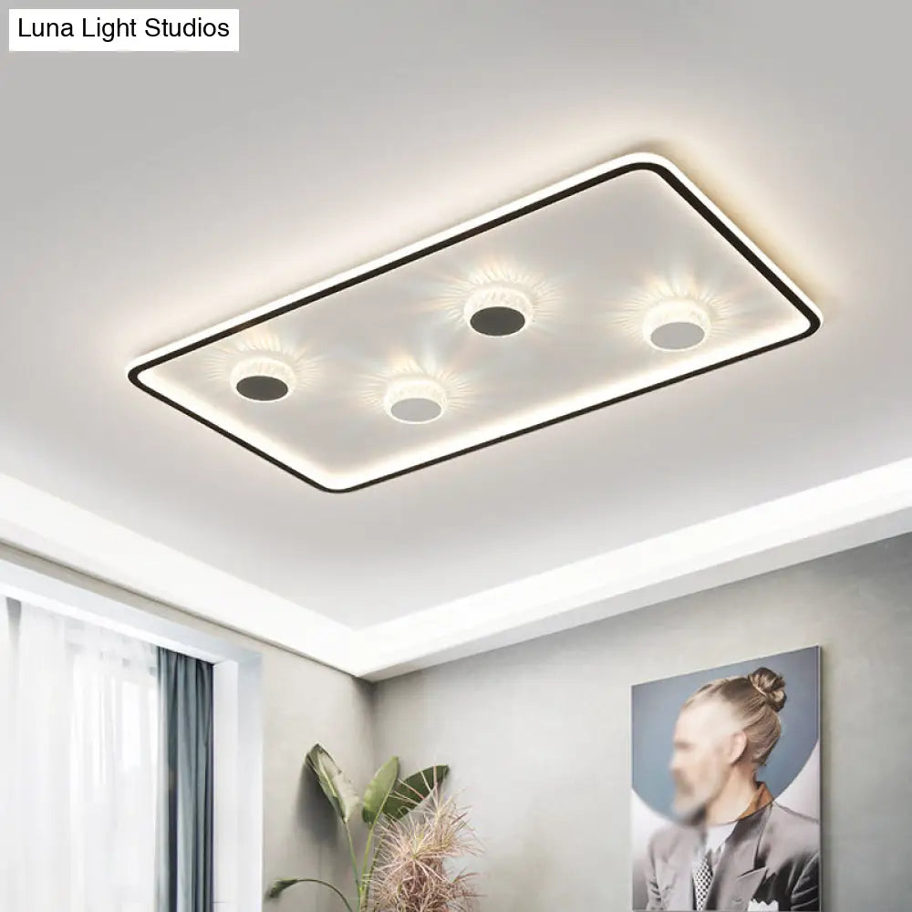 Minimalist Black Led Flush Mount Ceiling Lamp With Acrylic Round/Rectangle/Square Design In