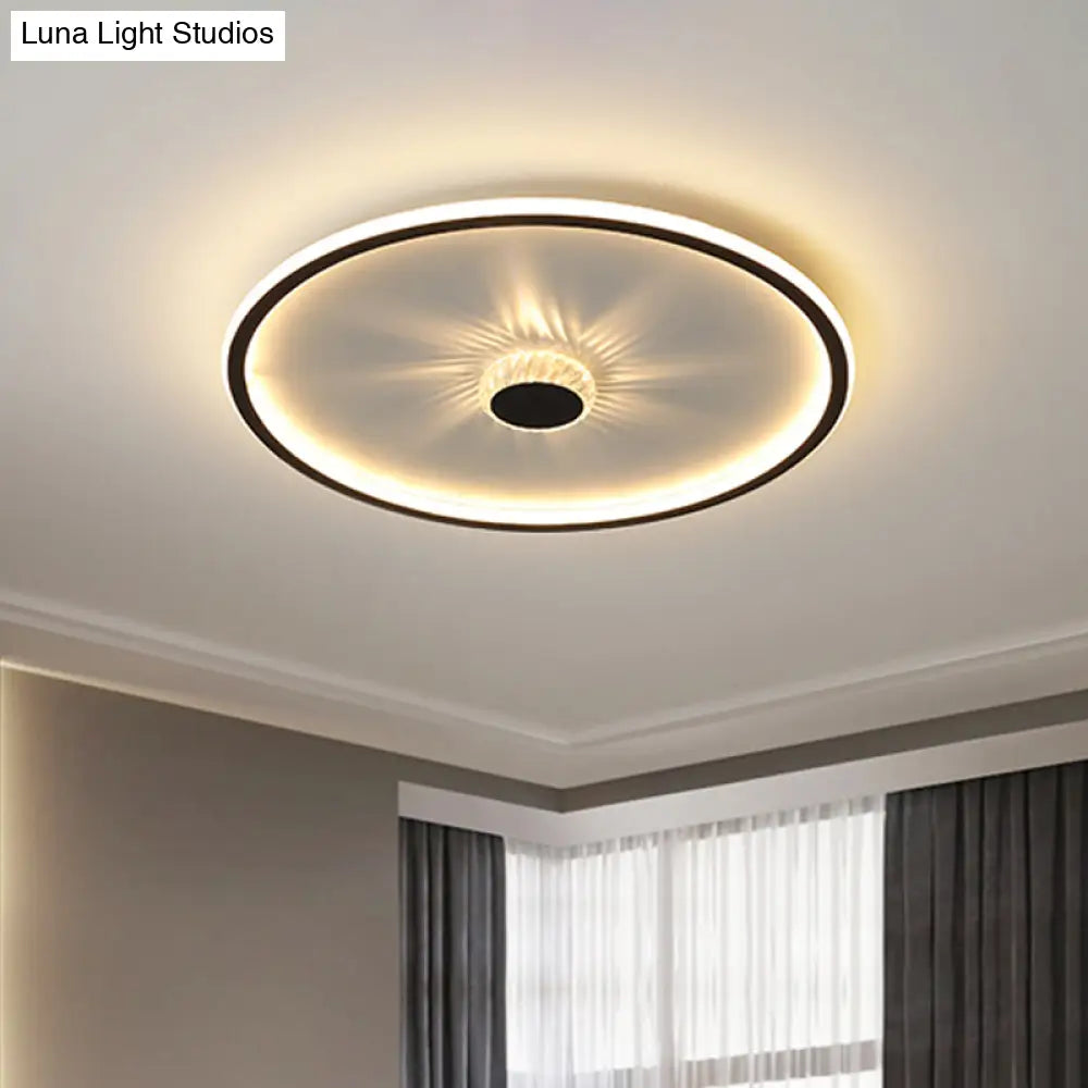 Minimalist Black Led Flush Mount Ceiling Lamp With Acrylic Round/Rectangle/Square Design In