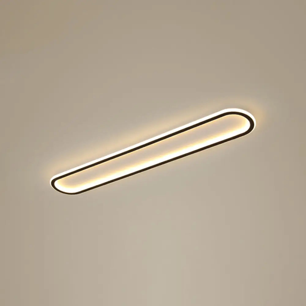 Minimalist Black Led Flush Mount Ceiling Light For Corridor With Acrylic Oblong Shape / 31.5’
