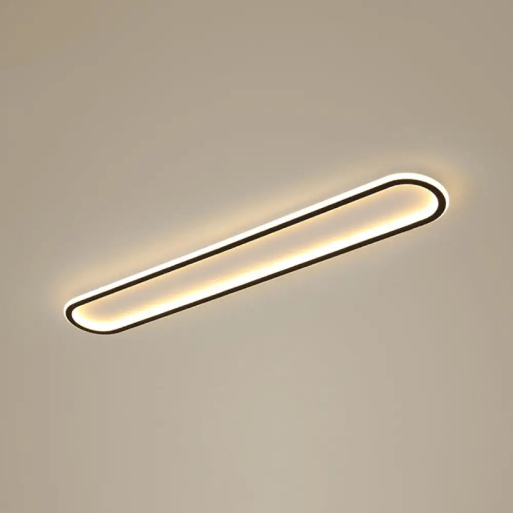 Minimalist Black Led Flush Mount Ceiling Light For Corridor With Acrylic Oblong Shape / 47’