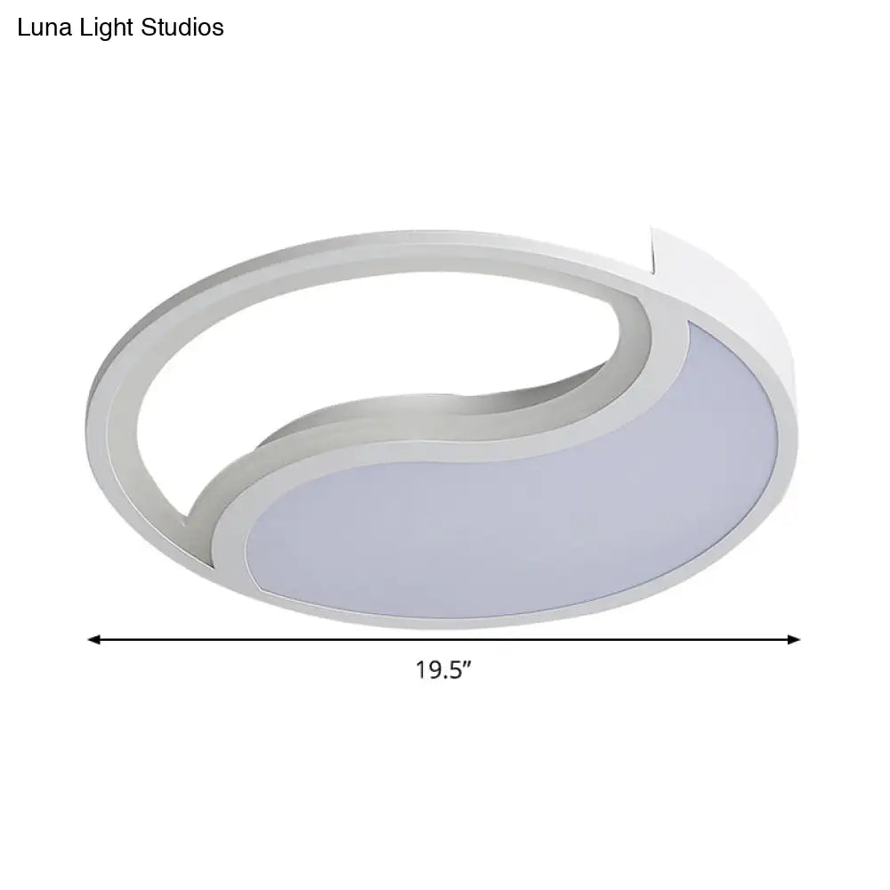Minimalist Circle Led Ceiling Light - White Acrylic Warm/White/3 Color Options 16’/19.5’ Wide