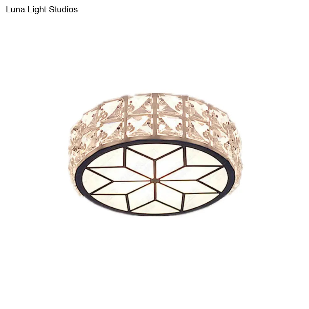 Minimalist Clear Crystal Ceiling Light With Led Flush Mount Spotlight Petal Pattern Warm/White
