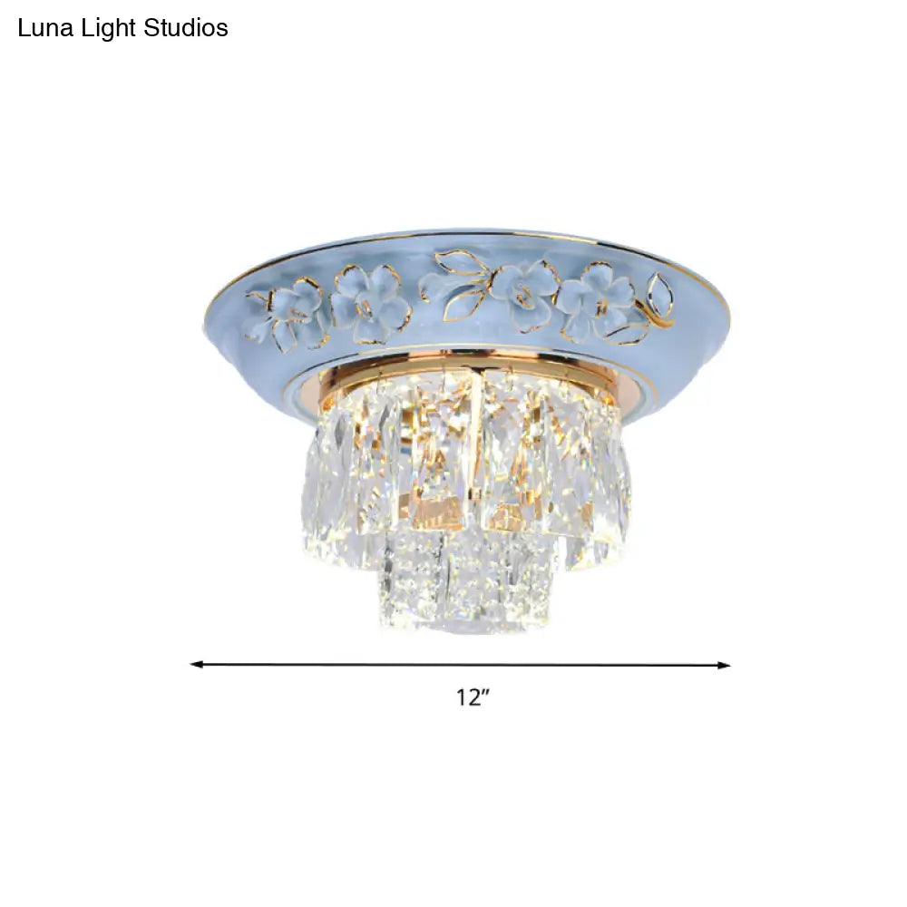 Minimalist Crystal Block Led Ceiling Fixture - Beige/Blue 12’/14’/18’ Wide