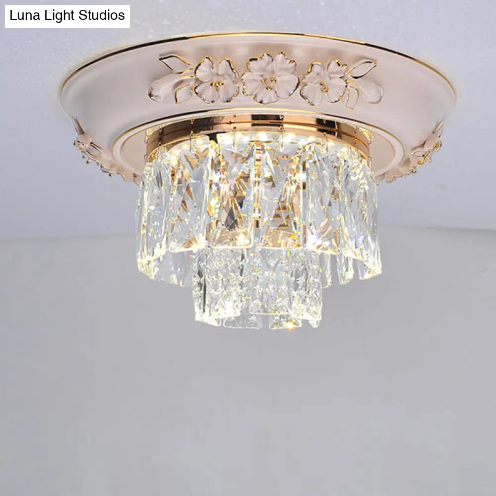Minimalist Crystal Block Led Ceiling Fixture - Beige/Blue 12’/14’/18’ Wide