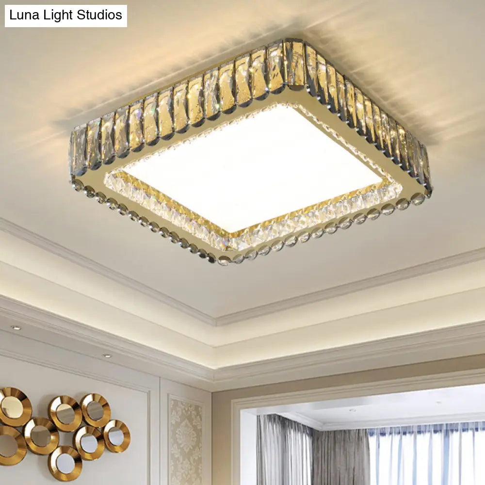 Minimalist Crystal Clear Geometric Flush Mount Ceiling Light For Bedroom