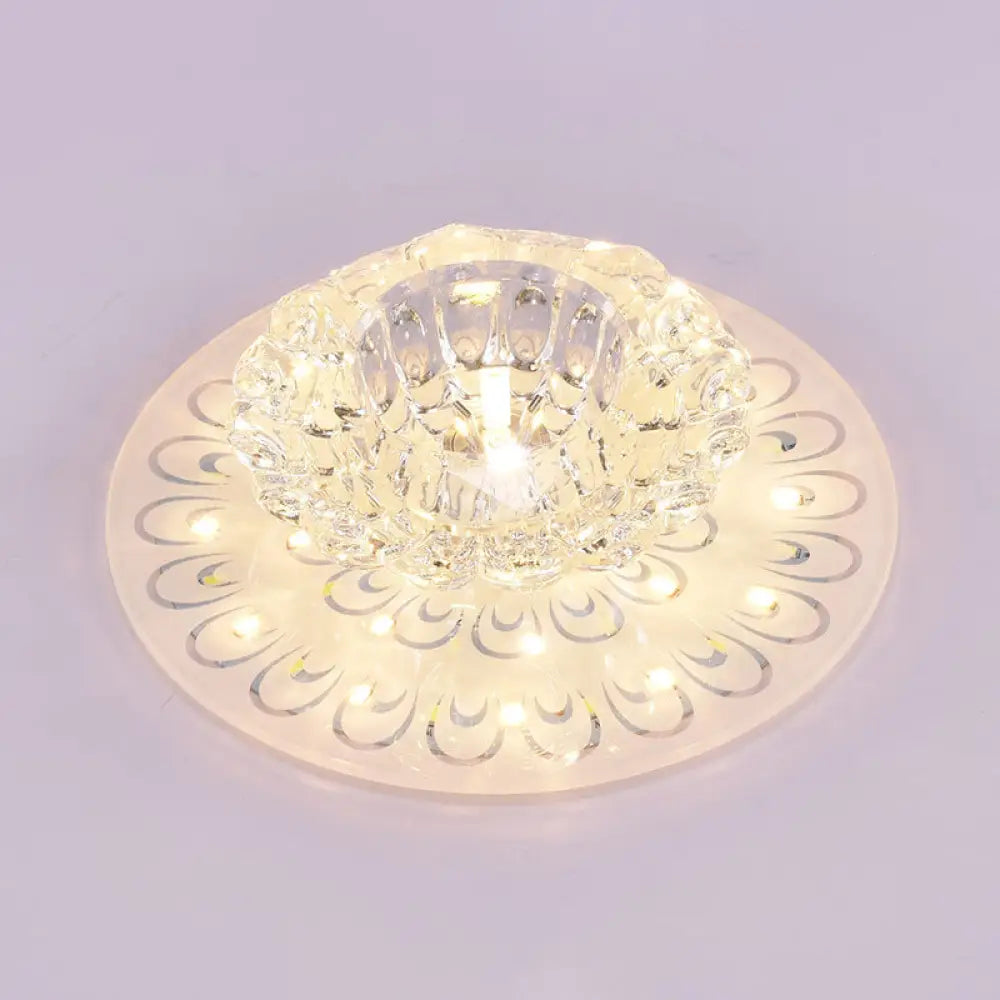 Minimalist Crystal Floral Led Flush Mount For Corridor Lighting Clear / Warm