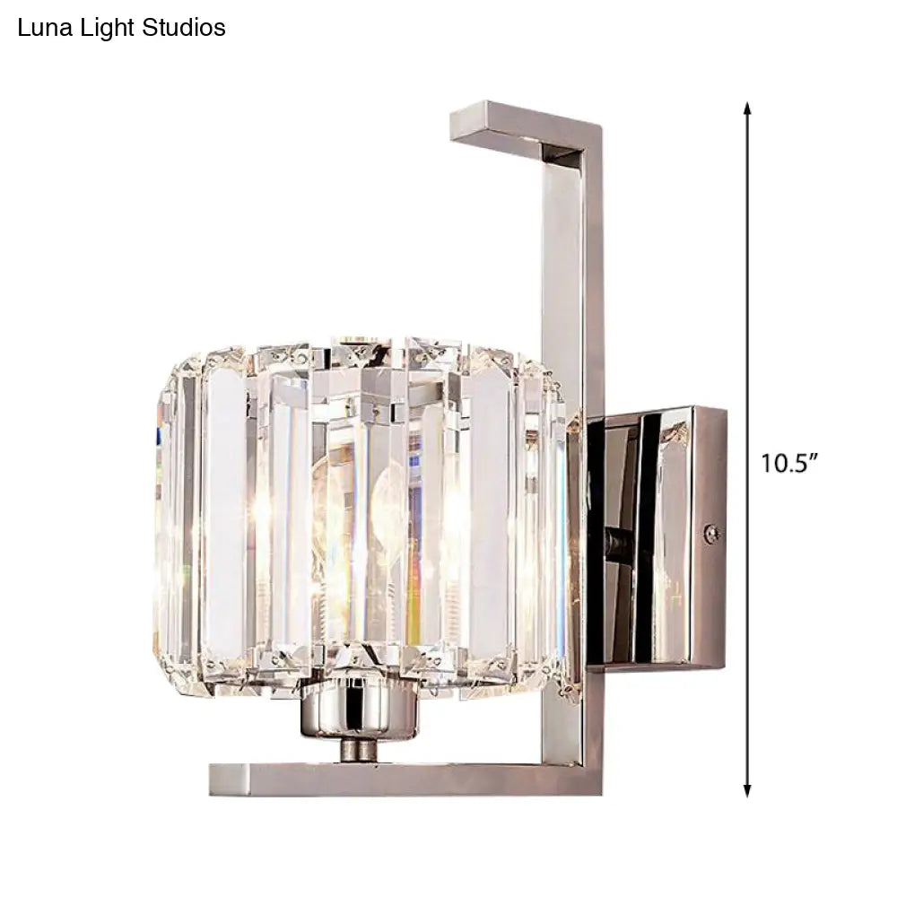 Minimalist Crystal Wall Lamp With Chrome Backplate & 1 Light