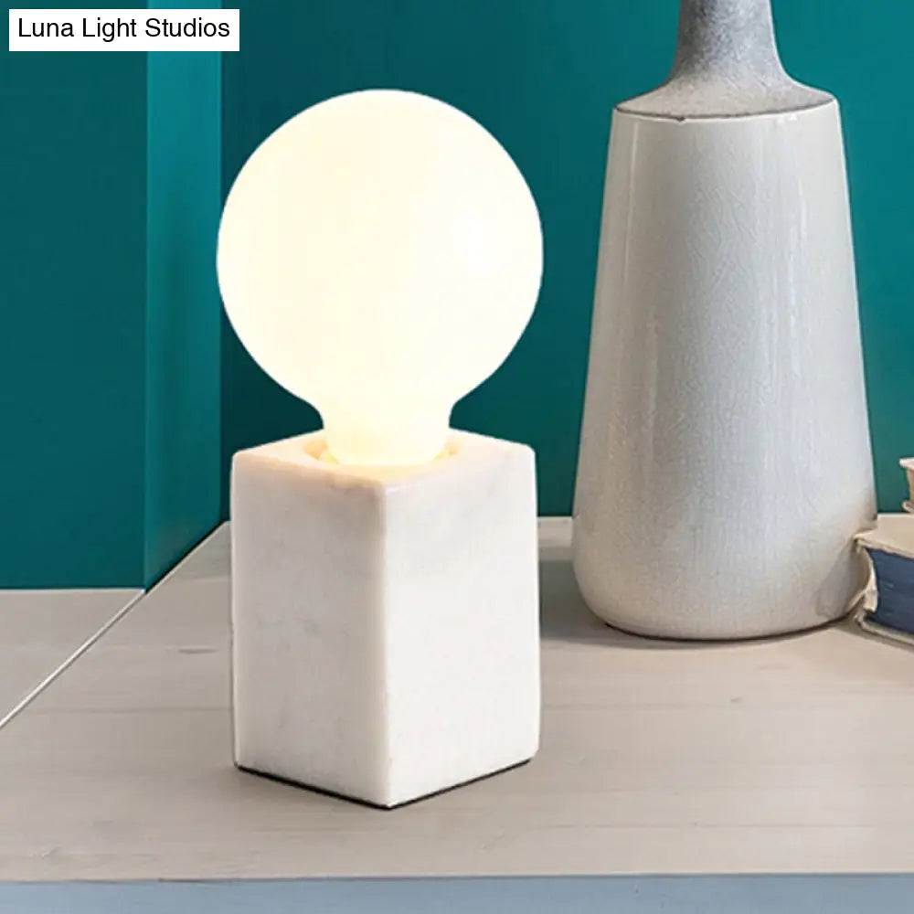Minimalist Cuboid Small Desk Light With Black/White Finish - Stone Night Table Lamp For Bedside