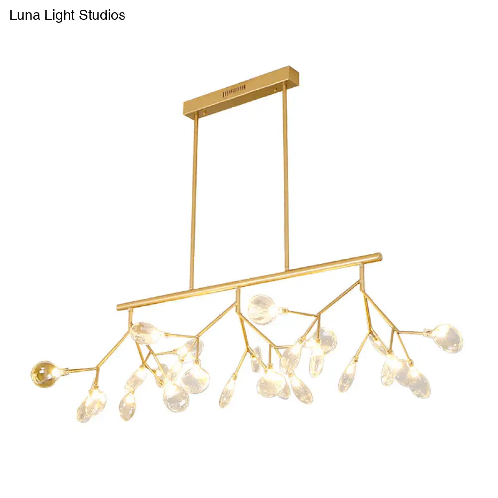 Minimalist Firefly Island Glass Lamp - 27-Bulb Suspended Lighting For Dining Room