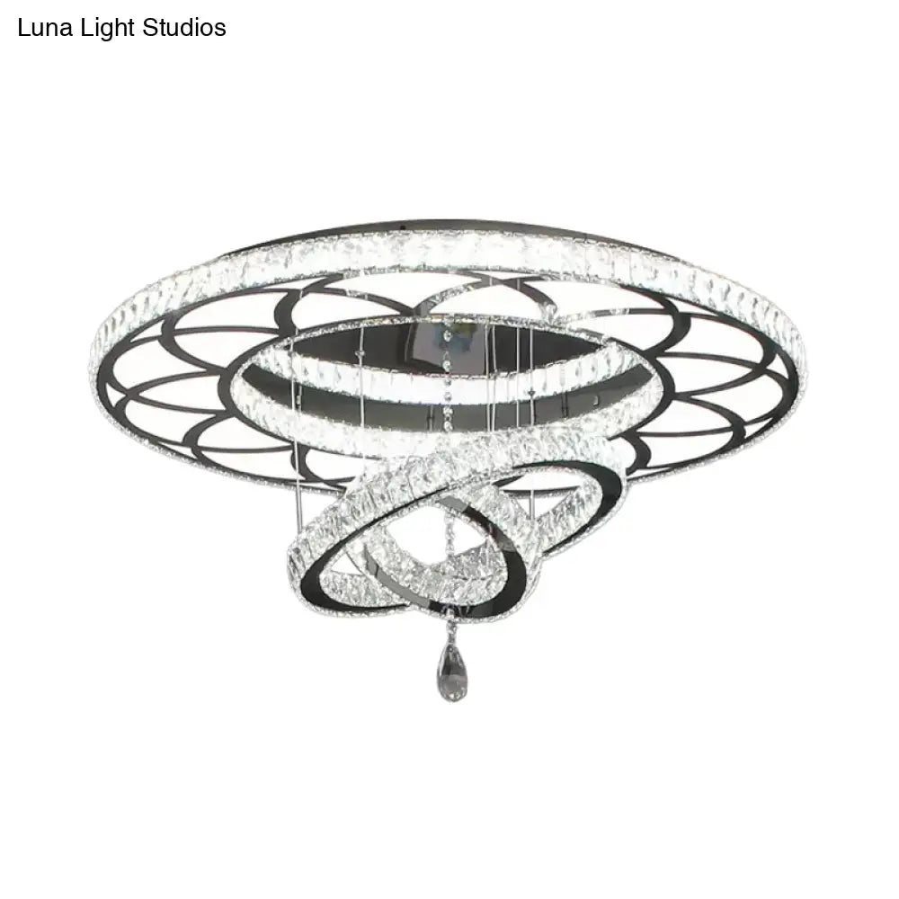 Minimalist Flush Mount Led Crystal Ring Light For Living Room Ceiling
