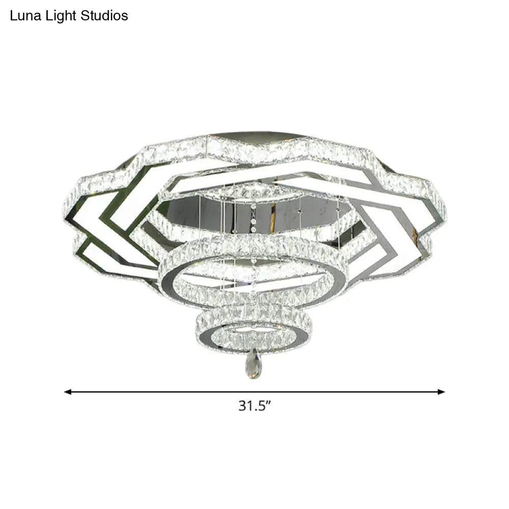 Minimalist Flush Mount Led Crystal Ring Light For Living Room Ceiling