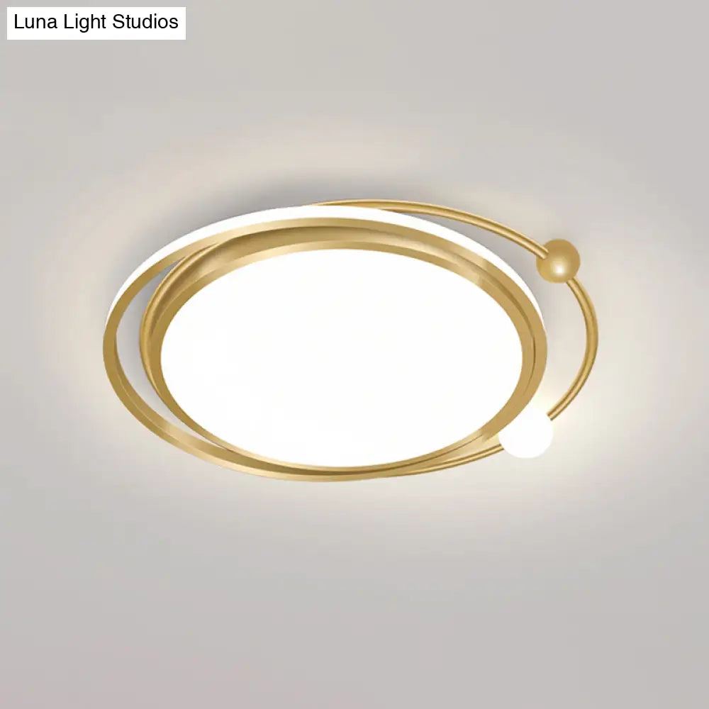 Minimalist Geometric Acrylic Led Flush Mount Ceiling Light For Bedrooms Gold / White Round