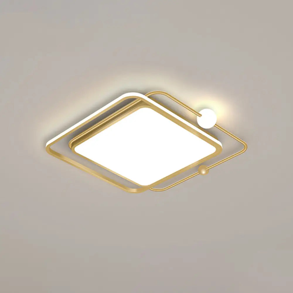 Minimalist Geometric Acrylic Led Flush Mount Ceiling Light For Bedrooms Gold / White Square Plate
