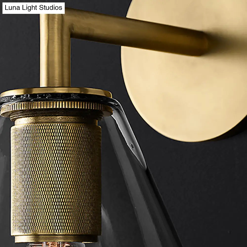 Minimalist Glass Cone Wall Sconce 1/2 Lights Black/Brass Bedside Lighting