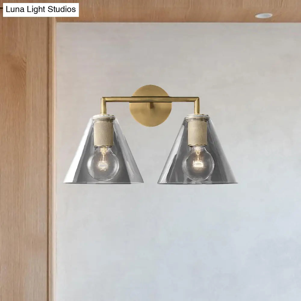 Minimalist Glass Cone Wall Sconce 1/2 Lights Black/Brass Bedside Lighting
