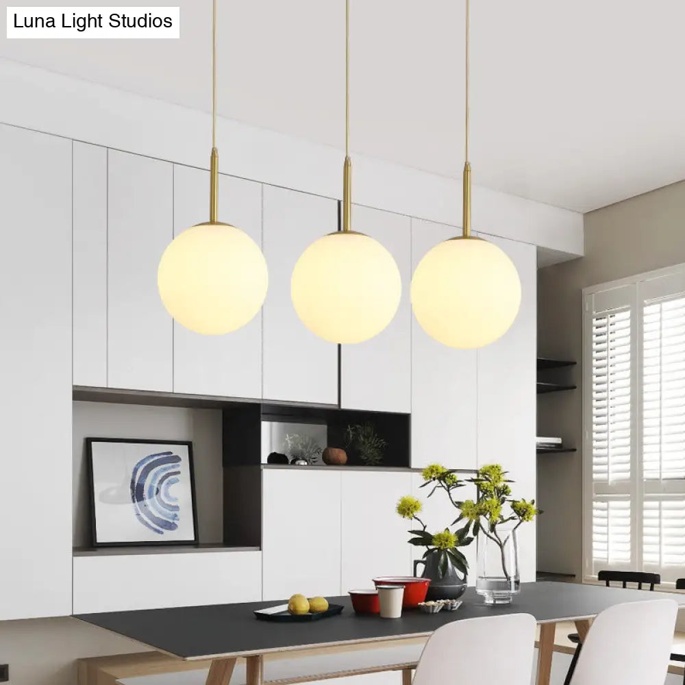 Minimalist Glass Pendant Light In White For Dining Room Table