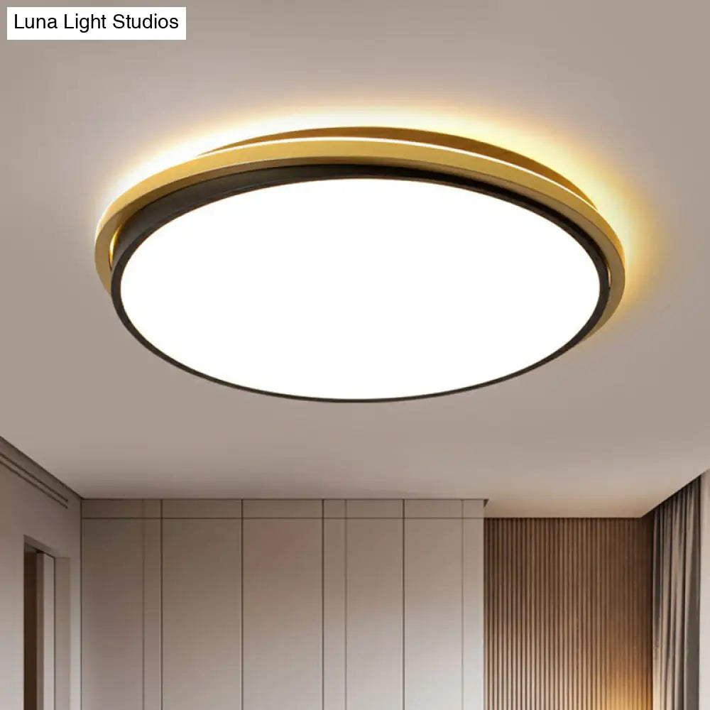 Minimalist Gold And Black Acrylic Round Led Flush Light For Bedroom Ceiling