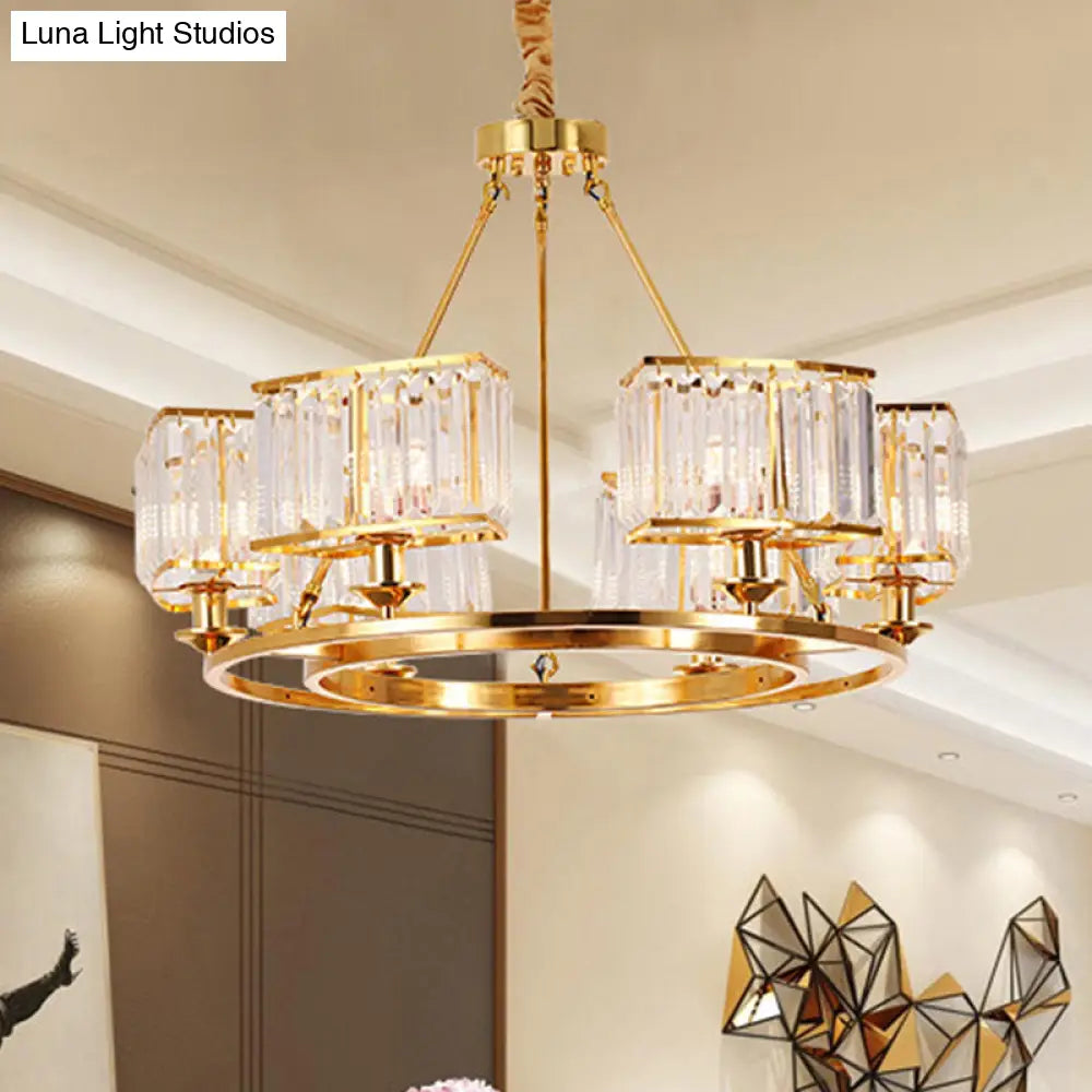 Minimalist Gold K9 Crystal Chandelier Pendant Light - Perfect for Dining Room