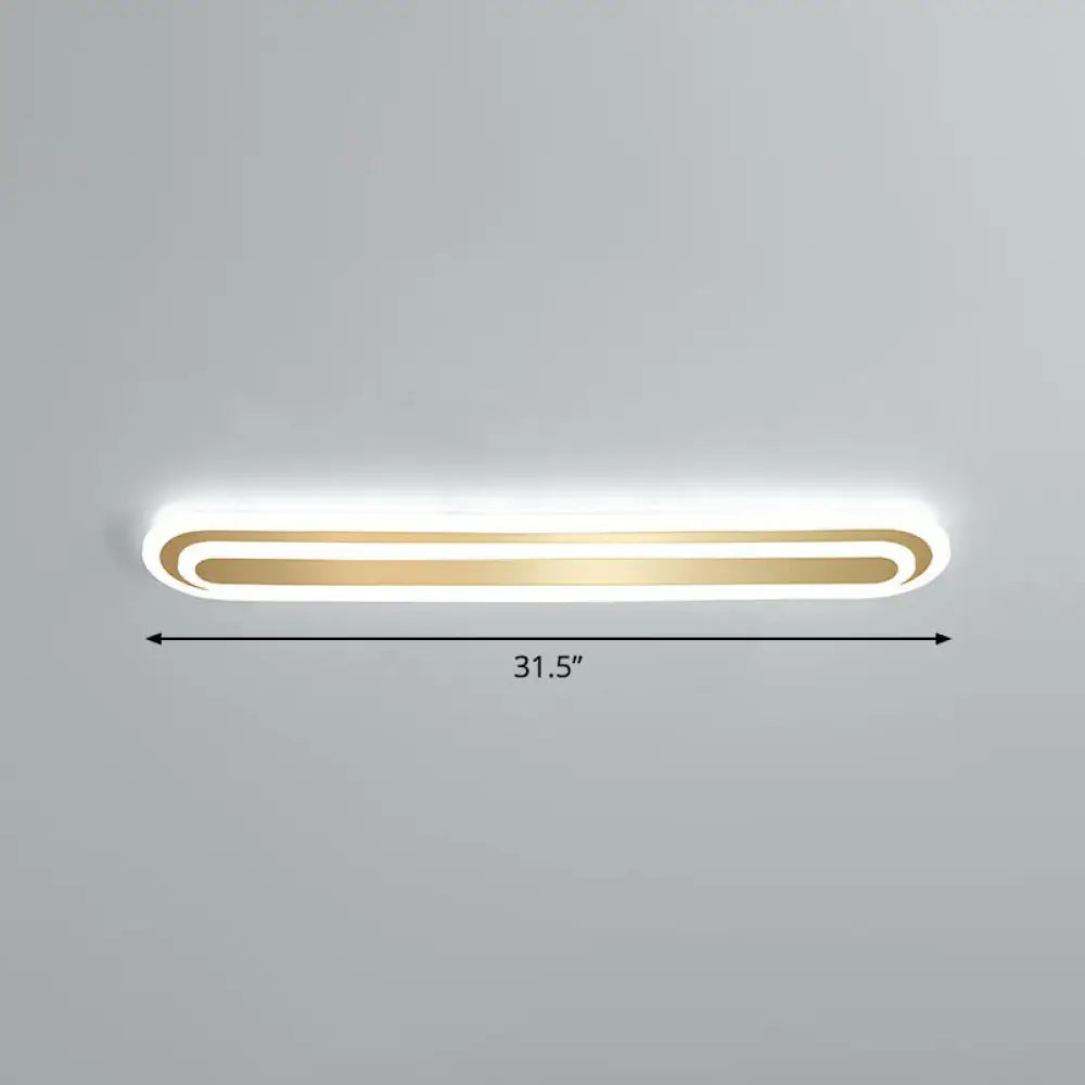 Minimalist Gold Led Ceiling Light For Bedroom - Acrylic Flush Mount Fixture / 31.5’ White
