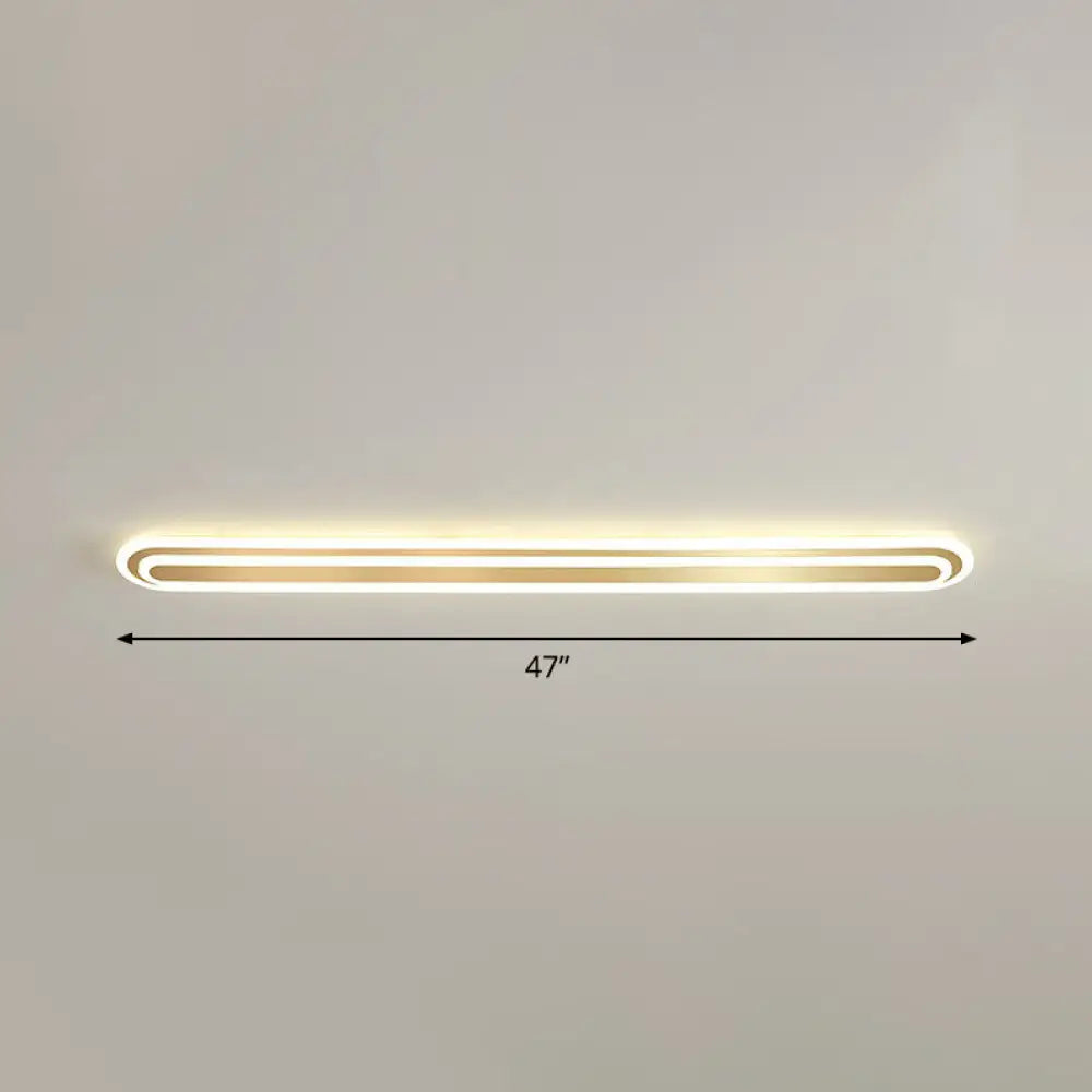 Minimalist Gold Led Ceiling Light For Bedroom - Acrylic Flush Mount Fixture / 47’ Warm