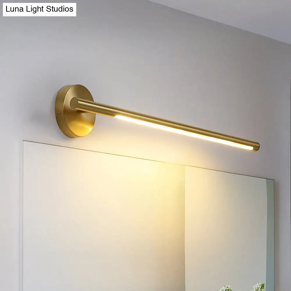 Minimalist Gold Metal Wall Lamp: 16/25 Led Vanity Sconce Light With Acrylic Diffuser