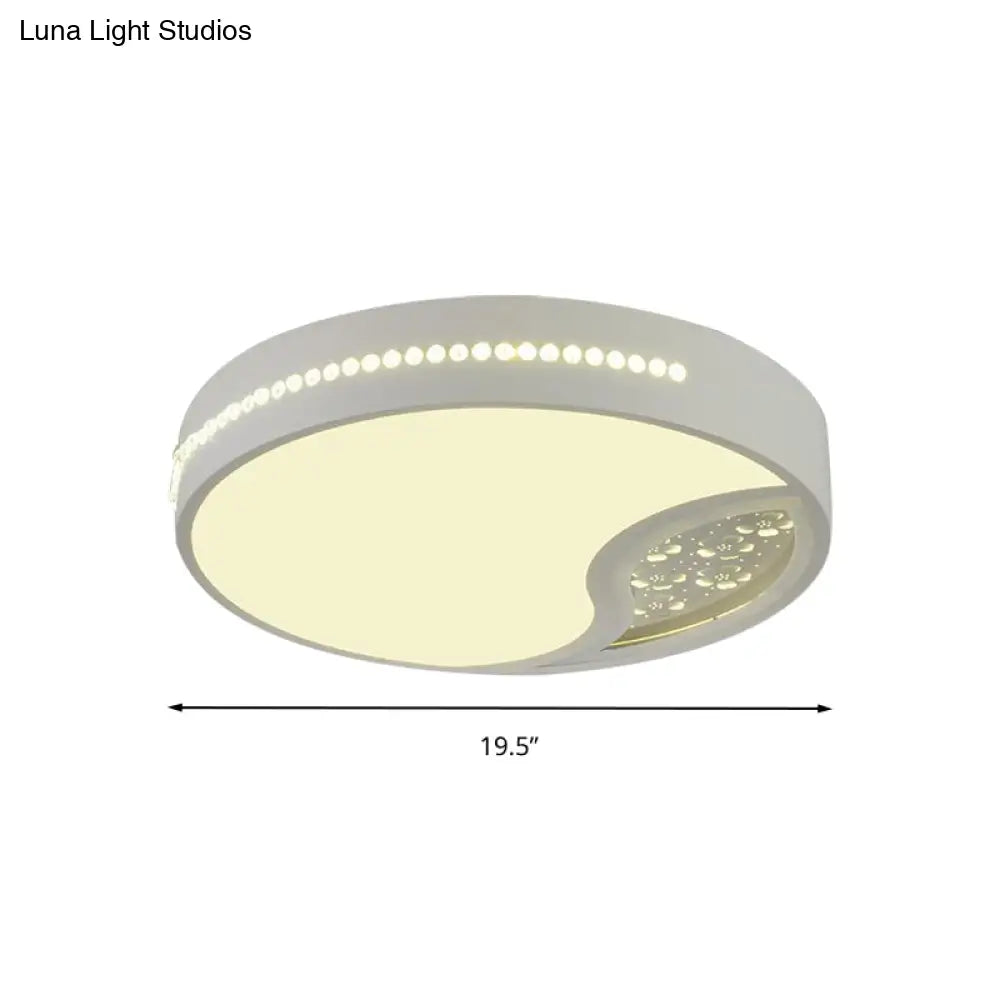 Minimalist Gray Drum Acrylic Led Ceiling Light For Bedroom - Flush Mount 19.5’/31’ Wide
