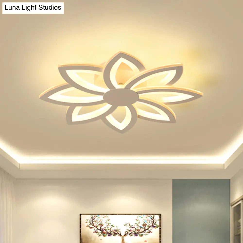 Minimalist Led Acrylic Flower Flush Mount Light For Bedroom