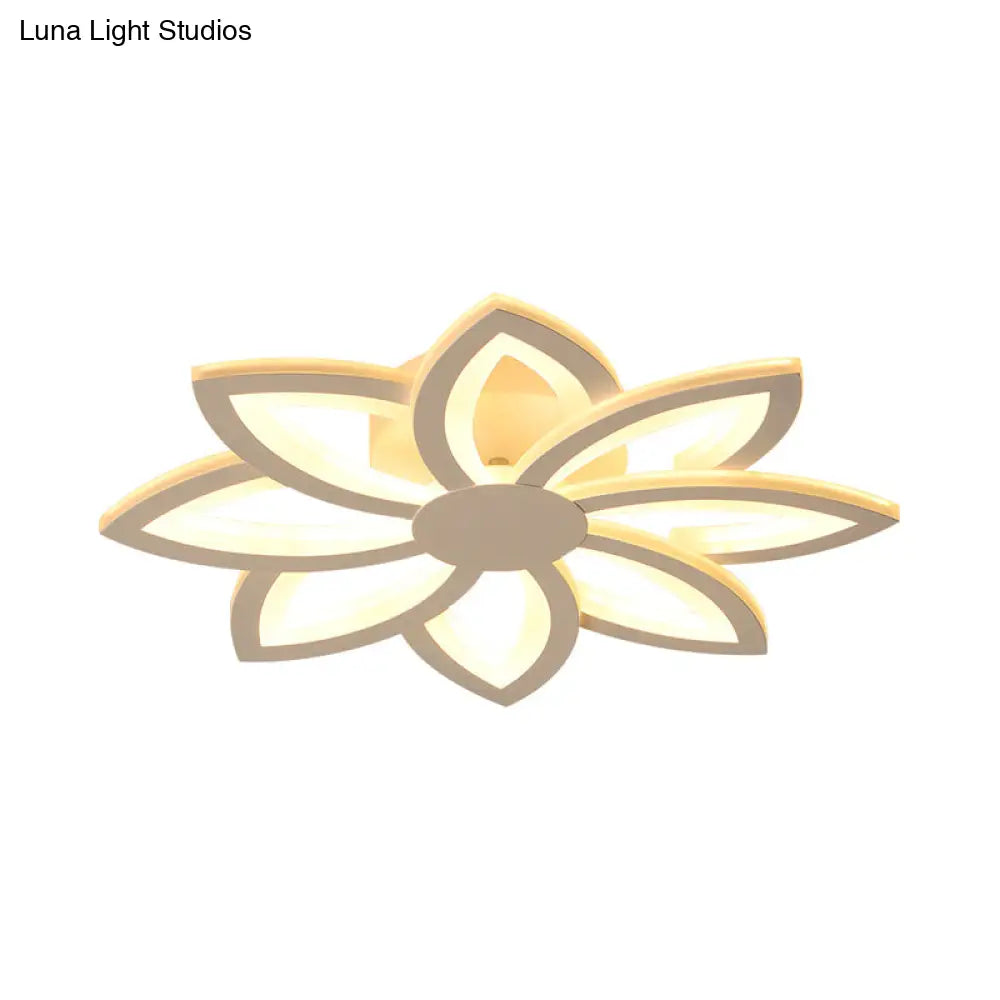 Minimalist Led Acrylic Flower Flush Mount Light For Bedroom