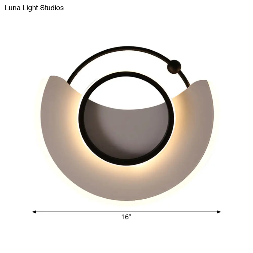 Minimalist Led Black Geometric Flush Light Fixture With Metal Mount Warm/White Lighting
