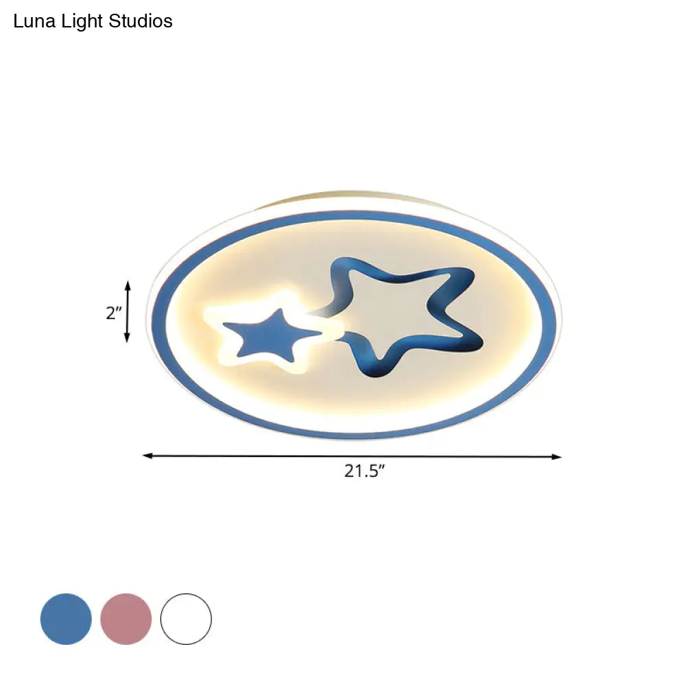 Minimalist Led Ceiling Light - White/Blue Star Flush Mount For Living Room