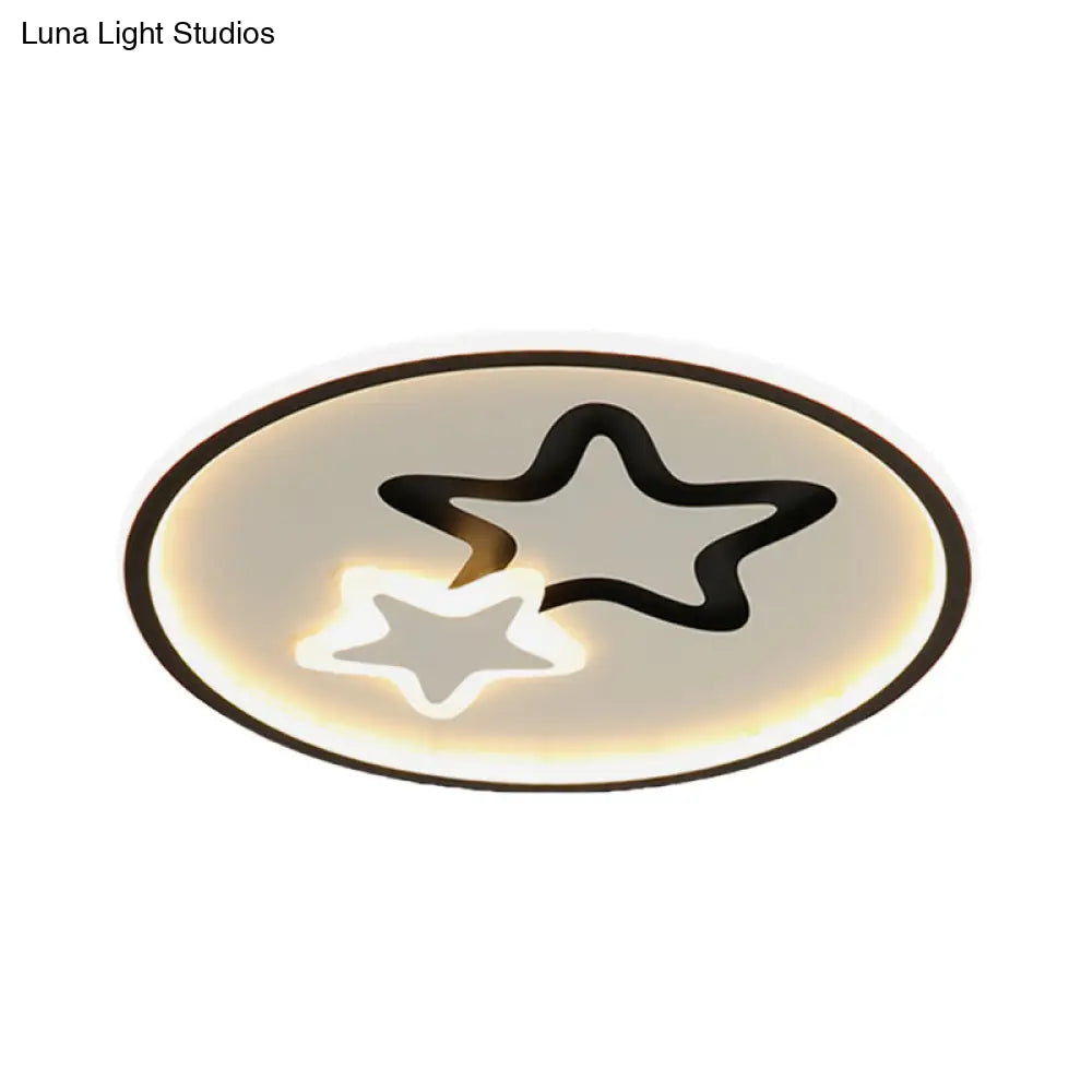 Minimalist Led Ceiling Light - White/Blue Star Flush Mount For Living Room