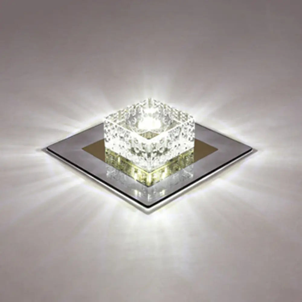 Minimalist Led Crystal Flush Mount For Corridor Lighting Black / White